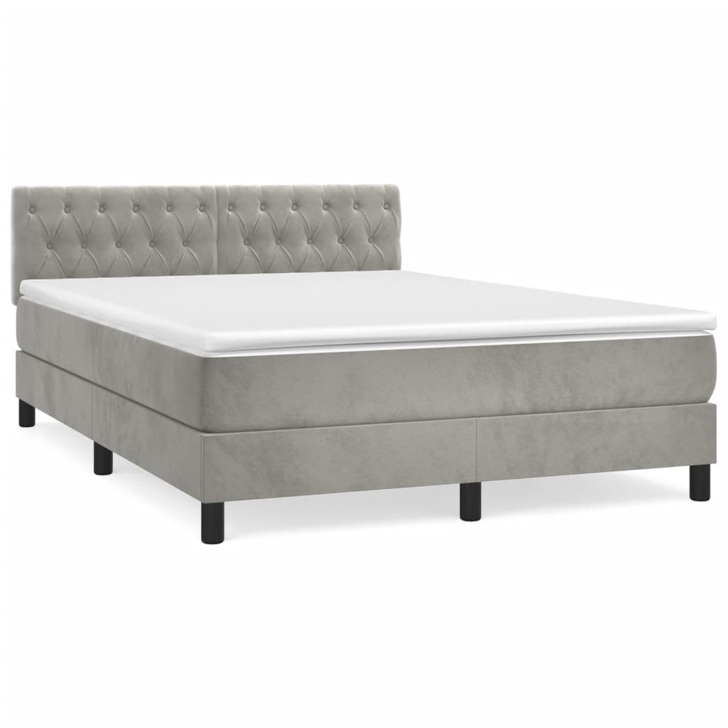Giroletto a Molle con Materasso Grigio Chiaro 140x200cm Velluto | homemem39