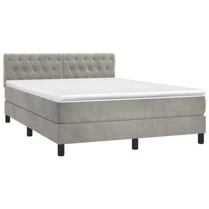 Giroletto a Molle con Materasso Grigio Chiaro 140x200cm Velluto | homemem39