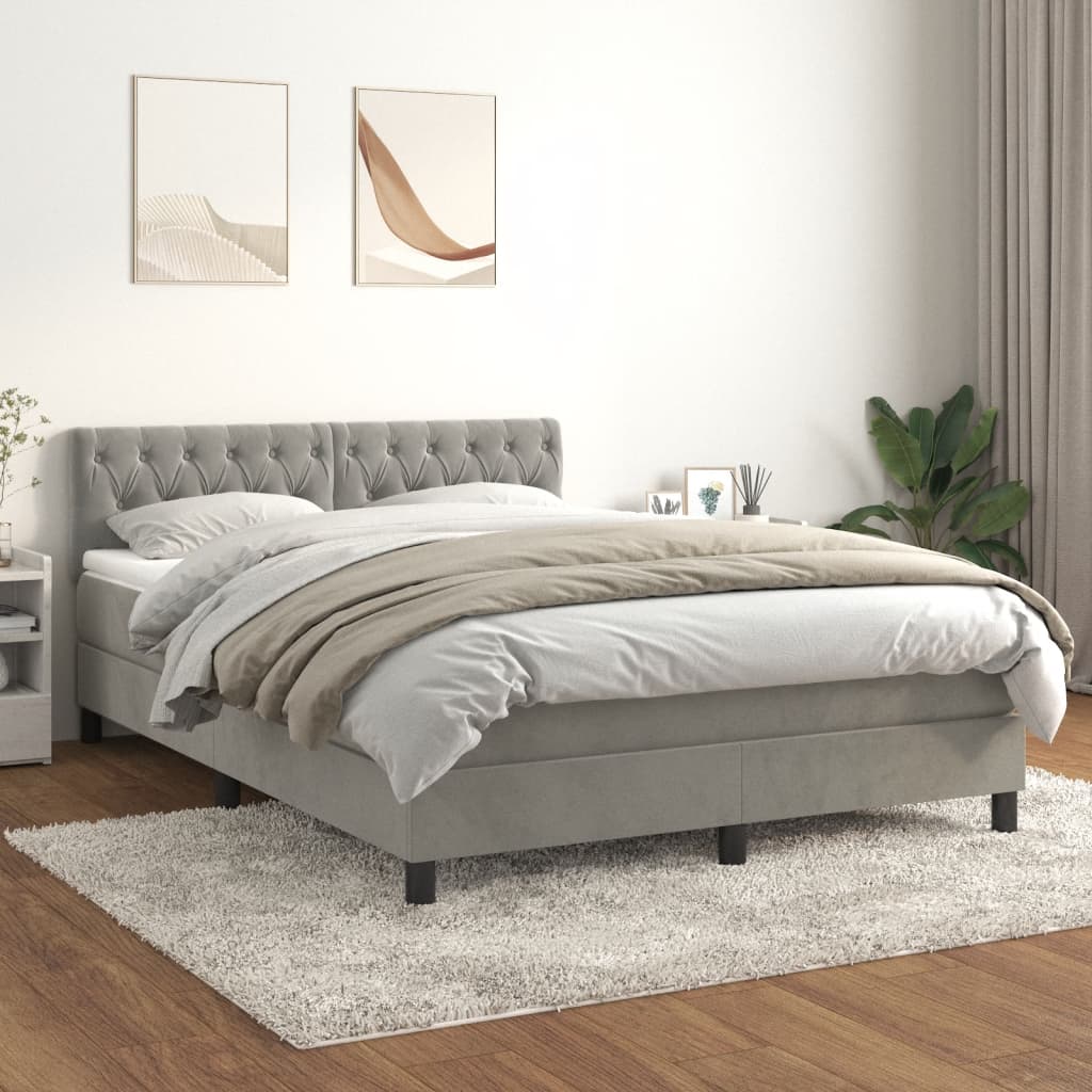 Giroletto a Molle con Materasso Grigio Chiaro 140x200cm Velluto | homemem39