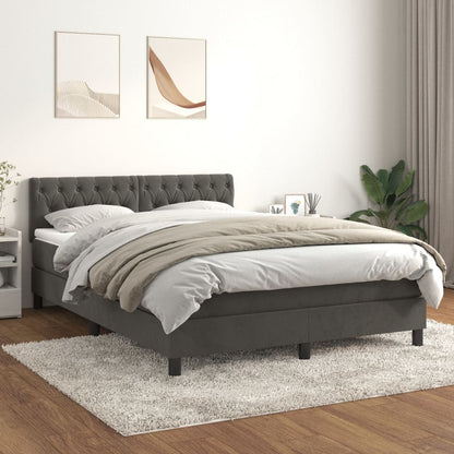 Giroletto a Molle con Materasso Grigio Scuro 140x200 cm Velluto | homemem39