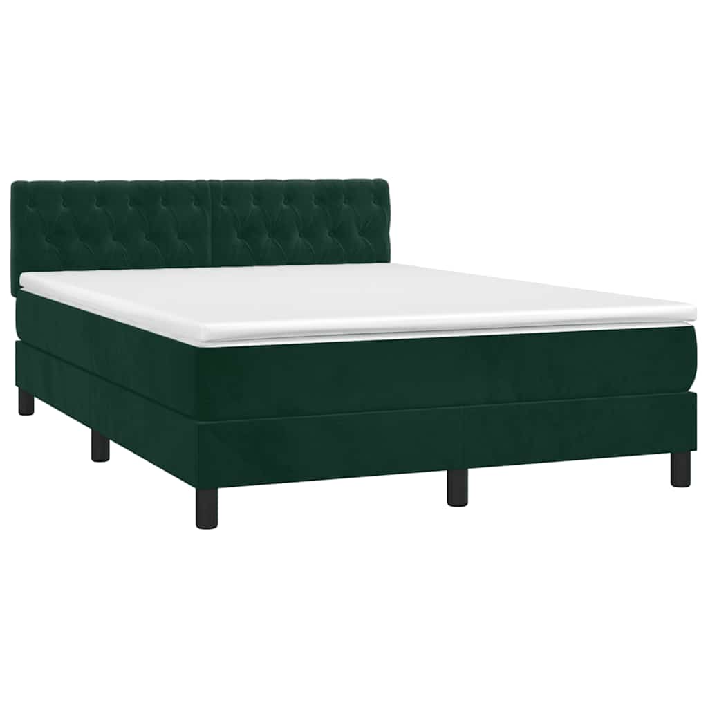 Giroletto a Molle con Materasso Verde Scuro 140x200 cm Velluto | homemem39