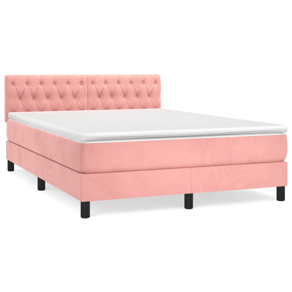 Giroletto a Molle con Materasso Rosa 140x200 cm in Velluto | homemem39