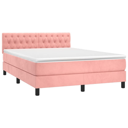 Giroletto a Molle con Materasso Rosa 140x200 cm in Velluto