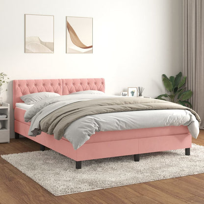 Giroletto a Molle con Materasso Rosa 140x200 cm in Velluto | homemem39