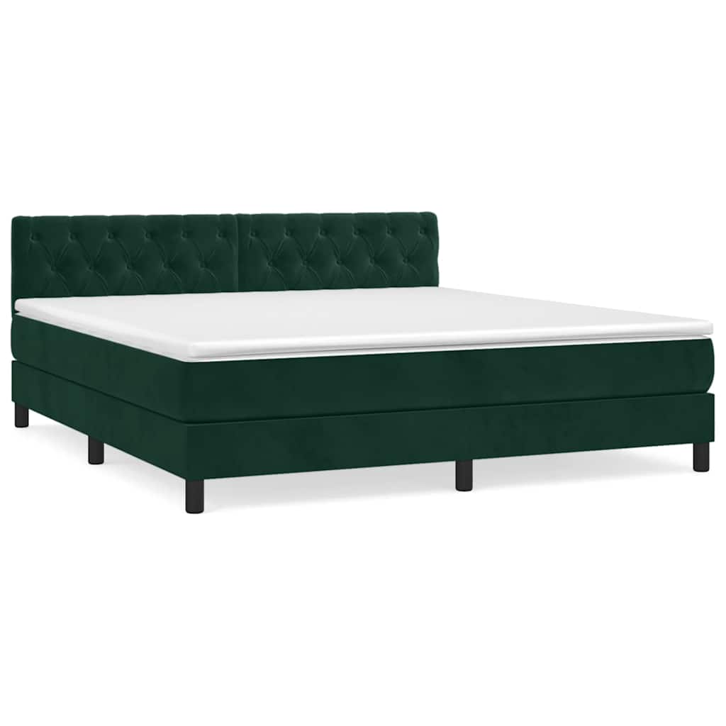 Giroletto a Molle con Materasso Verde Scuro 160x200 cm Velluto | homemem39