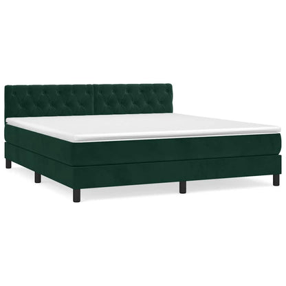 Giroletto a Molle con Materasso Verde Scuro 160x200 cm Velluto | homemem39