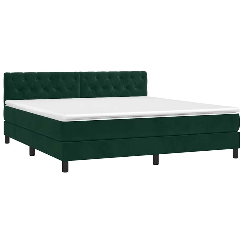 Giroletto a Molle con Materasso Verde Scuro 160x200 cm Velluto | homemem39
