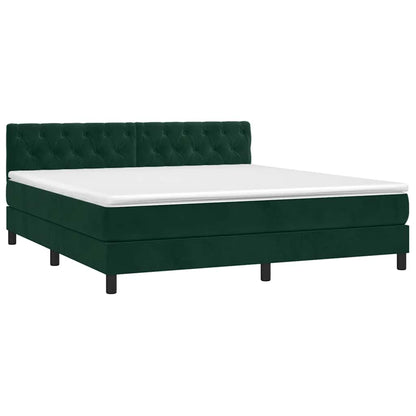 Giroletto a Molle con Materasso Verde Scuro 160x200 cm Velluto | homemem39