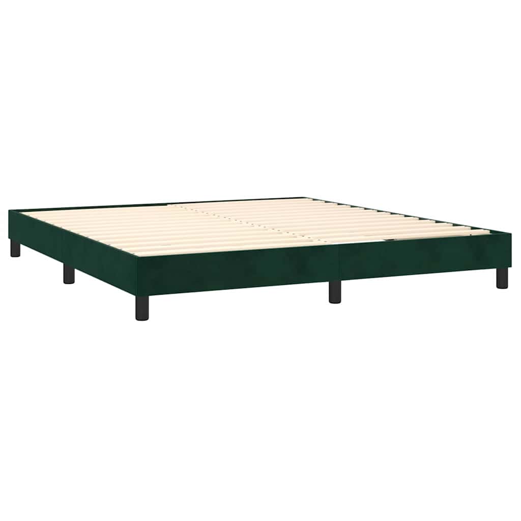 Giroletto a Molle con Materasso Verde Scuro 160x200 cm Velluto