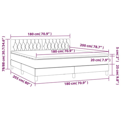 Giroletto a Molle con Materasso Grigio Scuro 180x200 cm Velluto