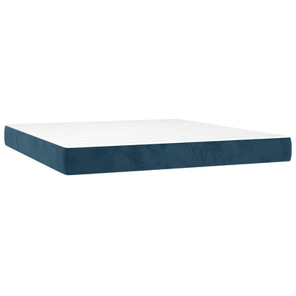 Giroletto a Molle con Materasso Blu Scuro 200x200 cm in Velluto