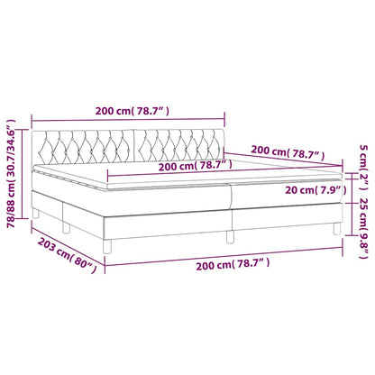 Giroletto a Molle con Materasso Blu Scuro 200x200 cm in Velluto