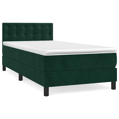 Giroletto a Molle con Materasso Verde Scuro 80x200 cm Velluto | homemem39
