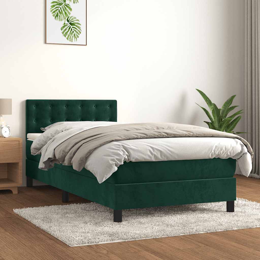 Giroletto a Molle con Materasso Verde Scuro 80x200 cm Velluto | homemem39