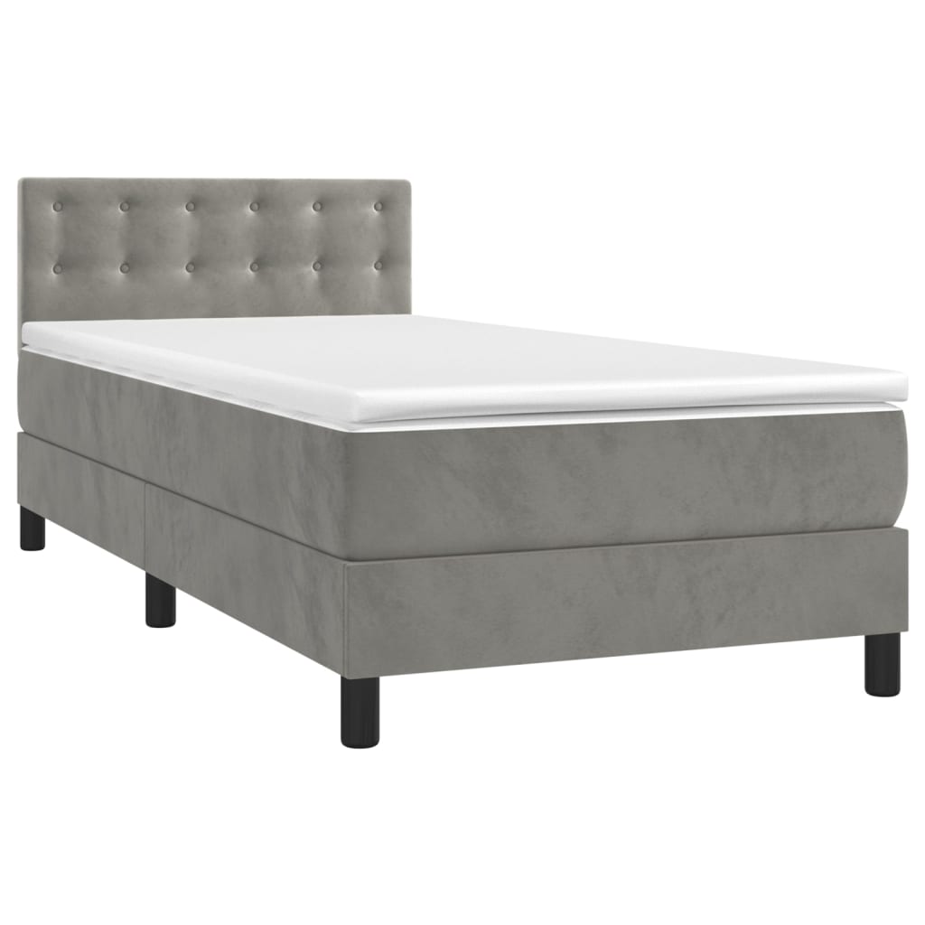 Giroletto a Molle con Materasso Grigio Chiaro 90x190 cm Velluto | homemem39