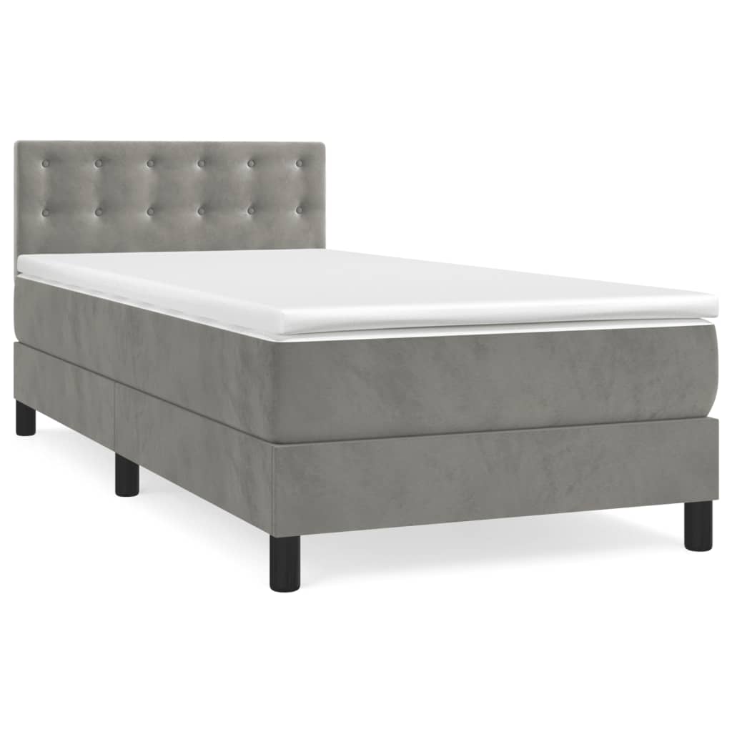 Giroletto a Molle con Materasso Grigio Chiaro 90x190 cm Velluto | homemem39