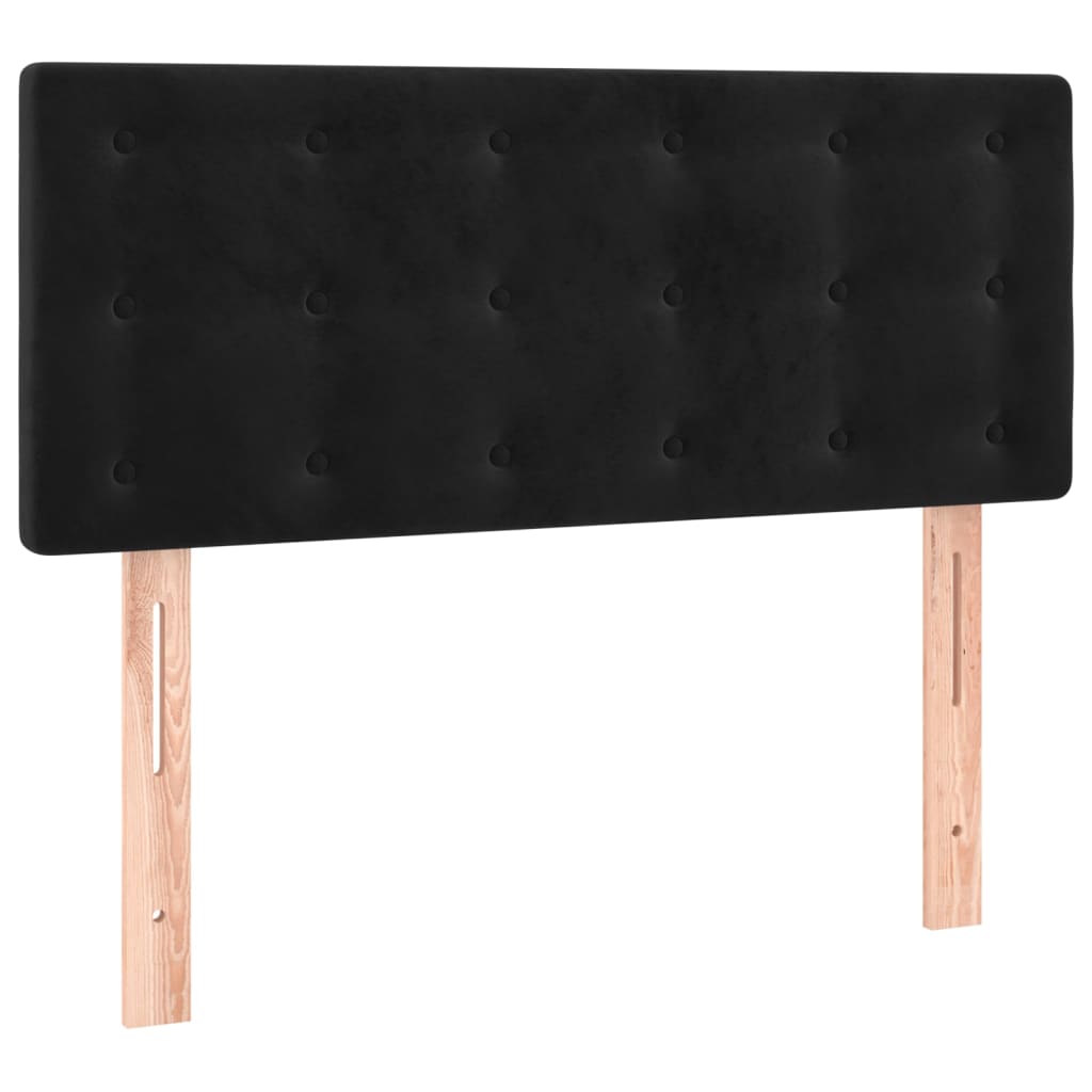 Spring bed frame with black mattress 90x200 cm in velvet