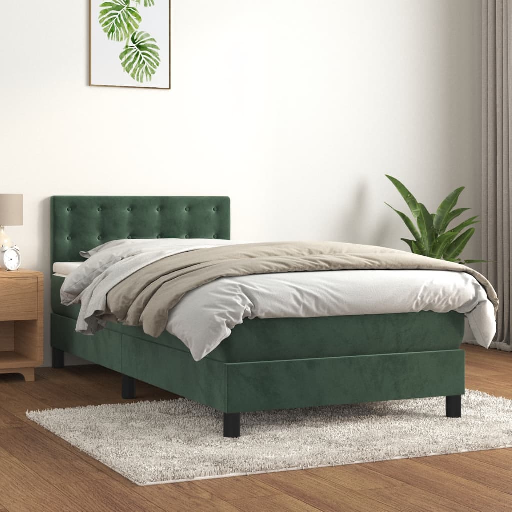 Giroletto a Molle con Materasso Verde Scuro 100x200 cm Velluto - homemem39