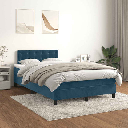 Giroletto a Molle con Materasso Blu Scuro 120x200 cm in Velluto