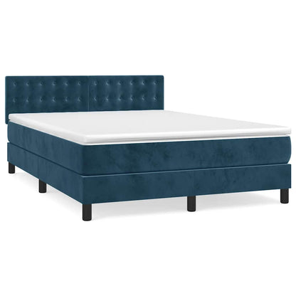 Giroletto a Molle con Materasso Blu Scuro 140x190 cm in Velluto