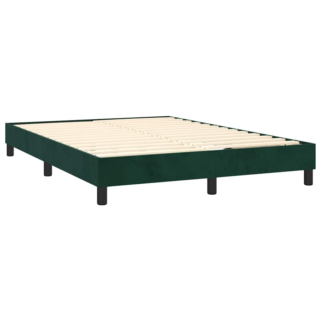 Giroletto a Molle con Materasso Verde Scuro 140x200 cm Velluto