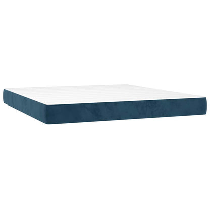 Giroletto a Molle con Materasso Blu Scuro 160x200 cm in Velluto