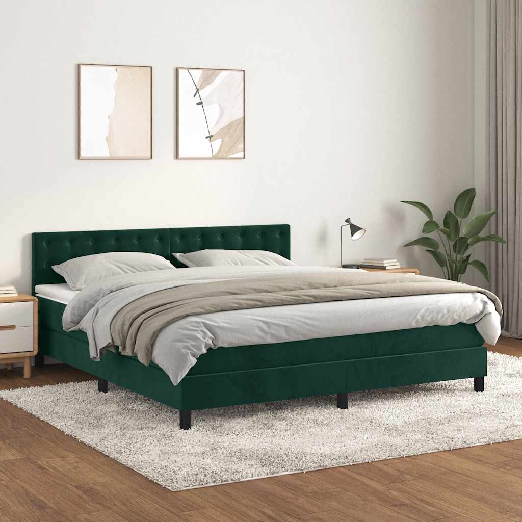Giroletto a Molle con Materasso Verde Scuro 180x200 cm Velluto | homemem39