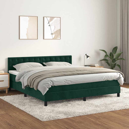 Giroletto a Molle con Materasso Verde Scuro 180x200 cm Velluto | homemem39