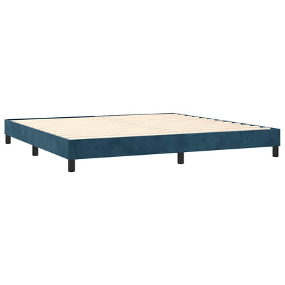 Giroletto a Molle con Materasso Blu Scuro 200x200 cm in Velluto