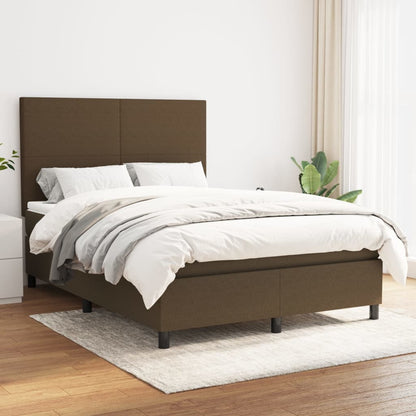 Giroletto a Molle con Materasso Marrone Scuro 140x190cm Tessuto | homemem39