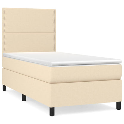 Giroletto a Molle con Materasso Crema 100x200 cm in Tessuto | homemem39