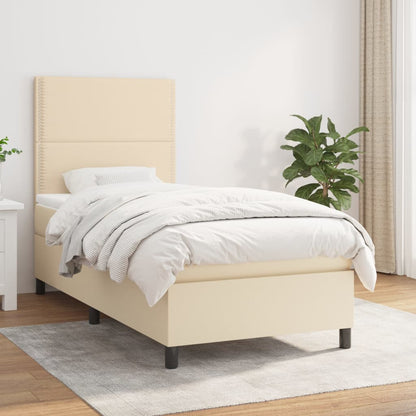 Giroletto a Molle con Materasso Crema 100x200 cm in Tessuto | homemem39