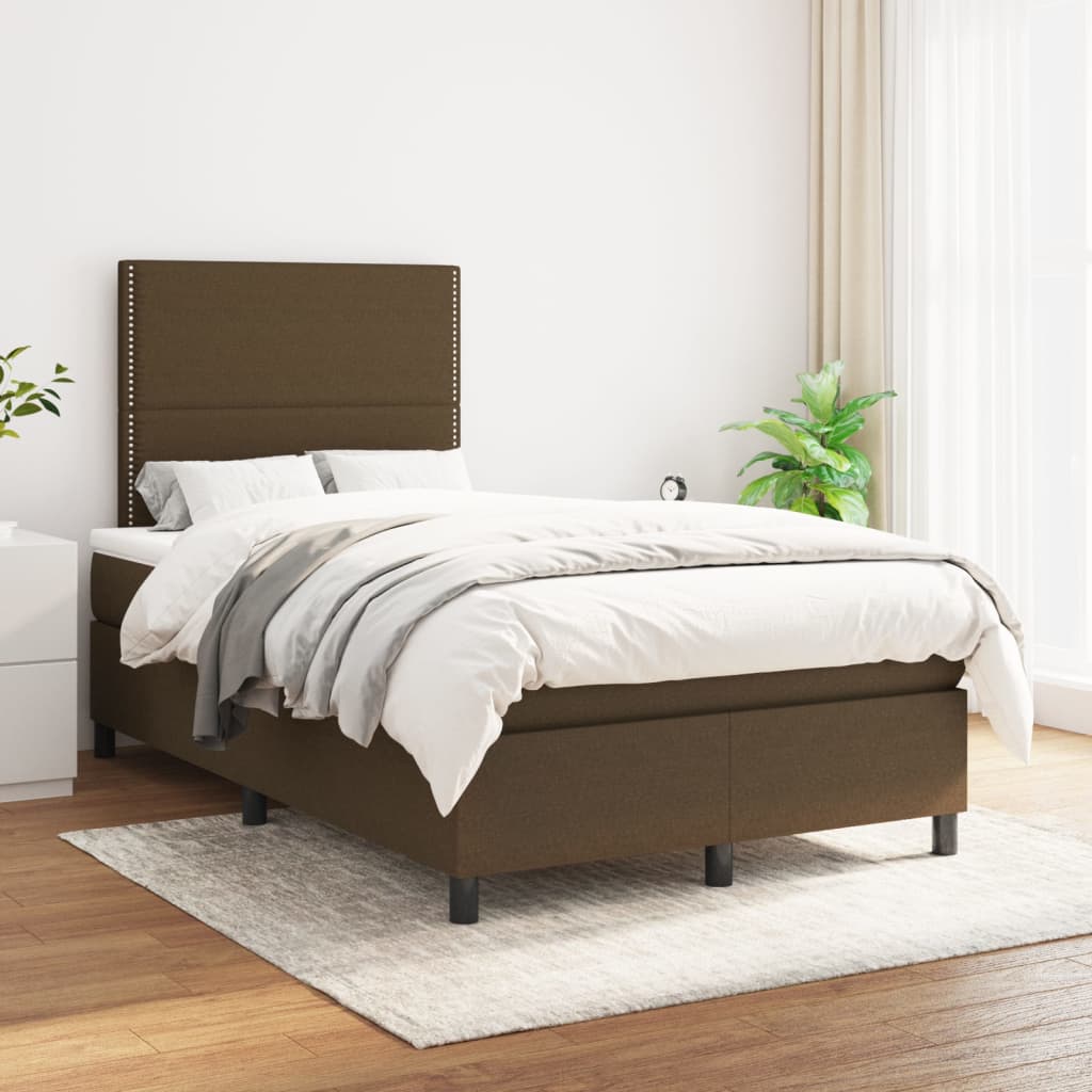 Giroletto a Molle con Materasso Marrone Scuro 120x200cm Tessuto | homemem39
