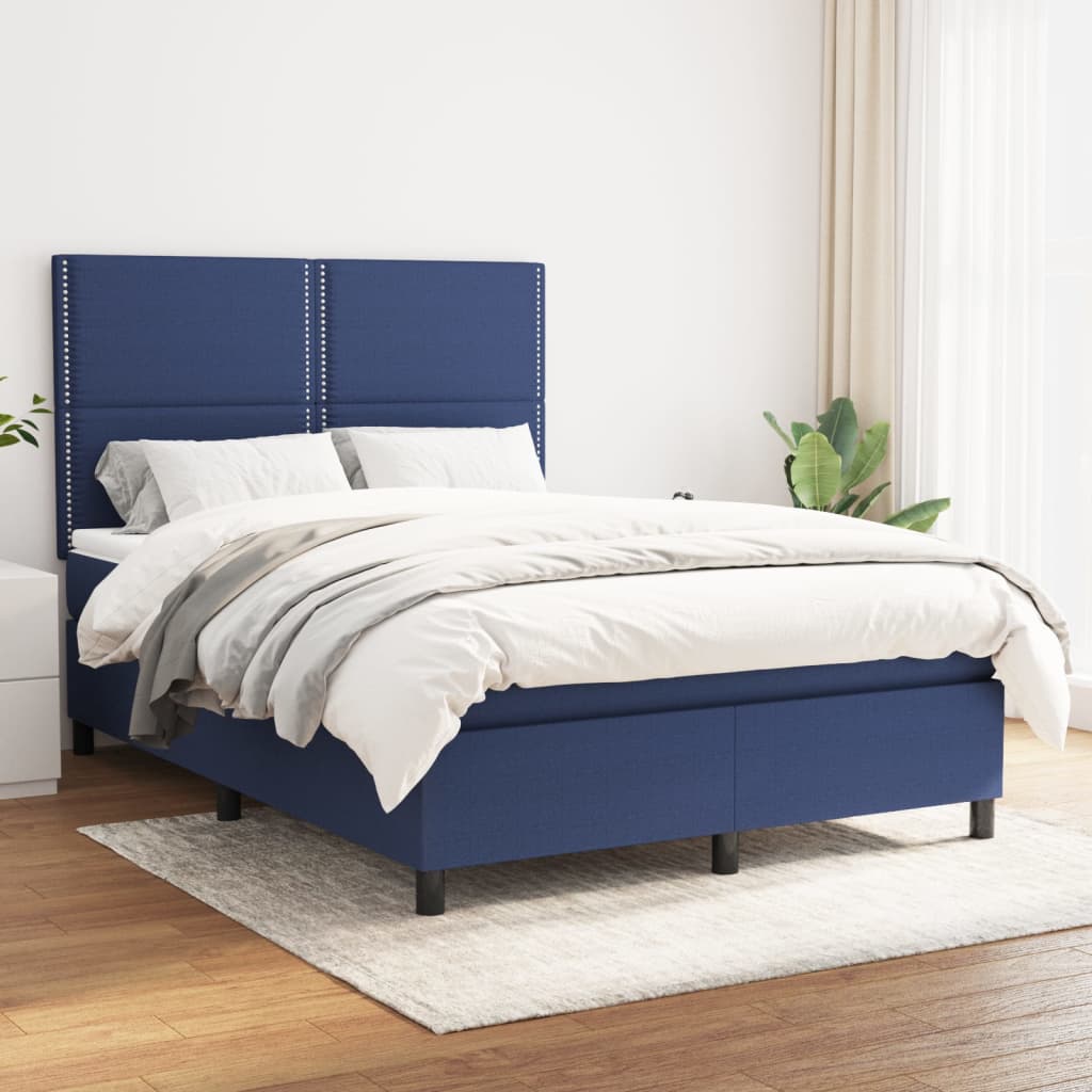 Giroletto a Molle con Materasso Blu 140x200 cm in Tessuto | homemem39