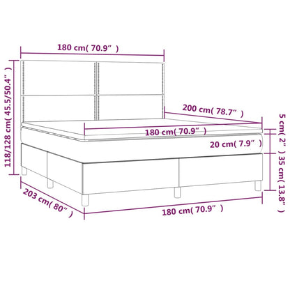 Giroletto a Molle con Materasso Marrone Scuro 180x200cm Tessuto | homemem39