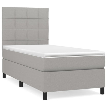 Giroletto a Molle con Materasso Grigio Chiaro 90x190 cm Tessuto