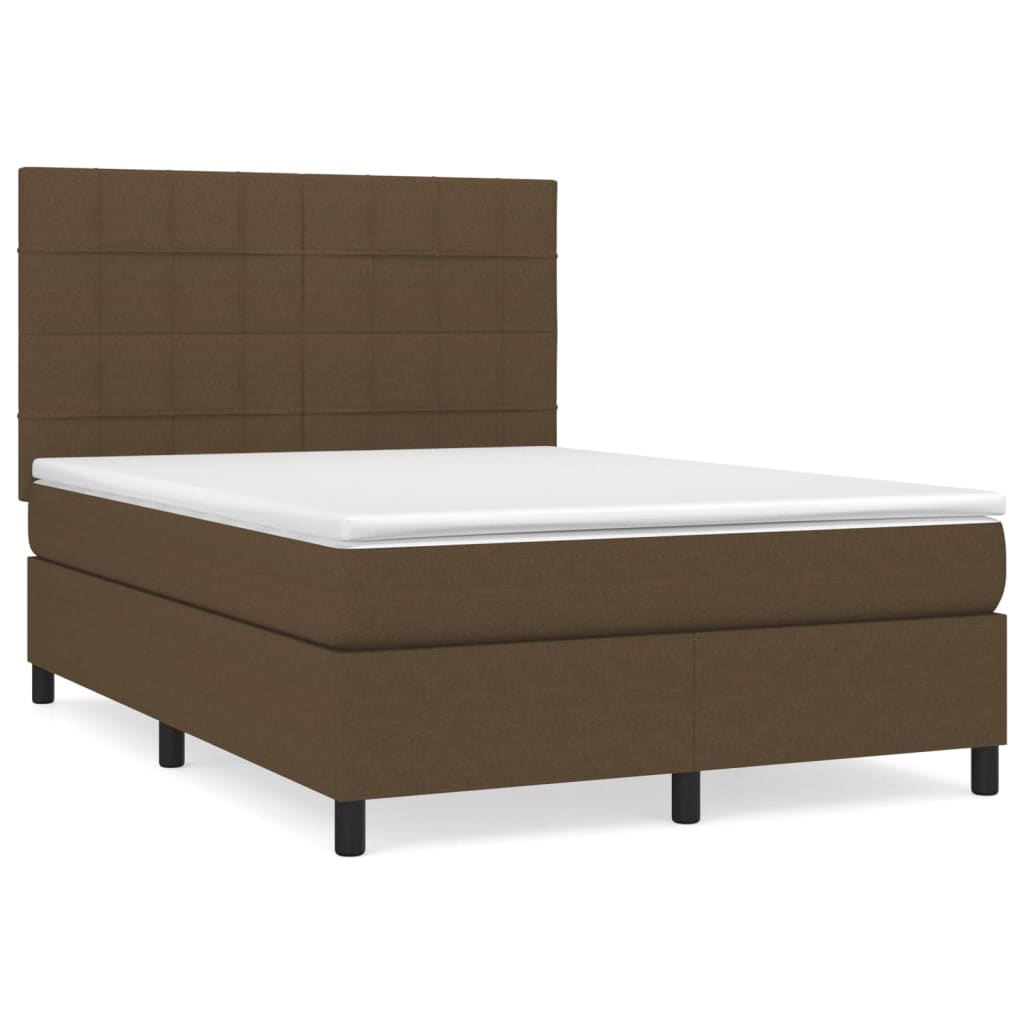 Giroletto a Molle con Materasso Marrone Scuro 140x200cm Tessuto | homemem39