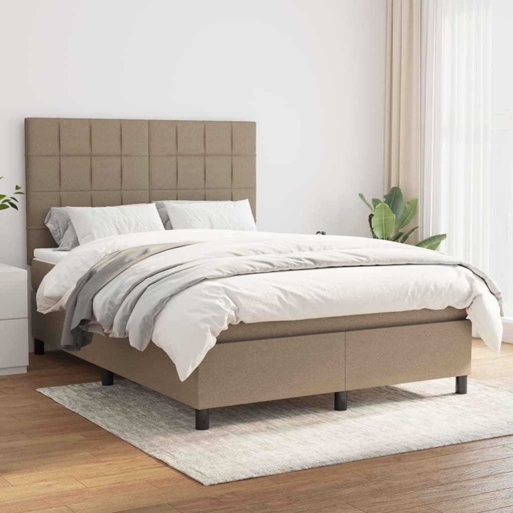 Giroletto a Molle con Materasso Tortora 140x200 cm in Tessuto | homemem39