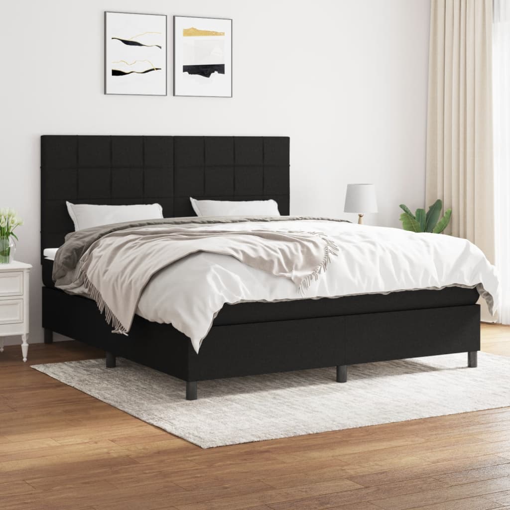 Giroletto a Molle con Materasso Nero 160x200 cm in Tessuto | homemem39