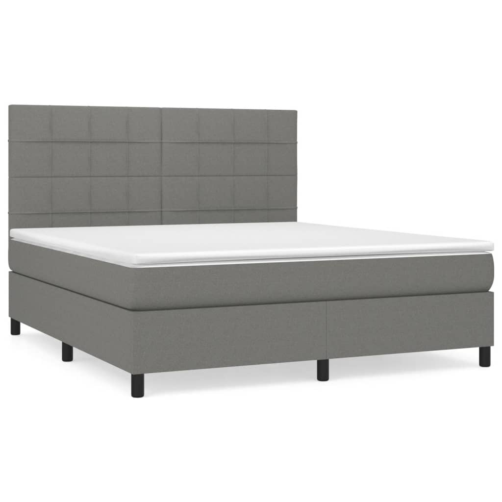 Giroletto a Molle con Materasso Grigio Scuro 180x200 cm Tessuto