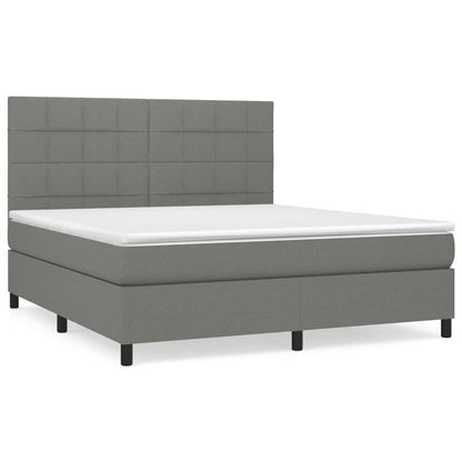 Giroletto a Molle con Materasso Grigio Scuro 180x200 cm Tessuto