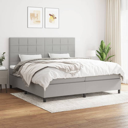 Giroletto a Molle con Materasso Grigio Chiaro 200x200cm Tessuto