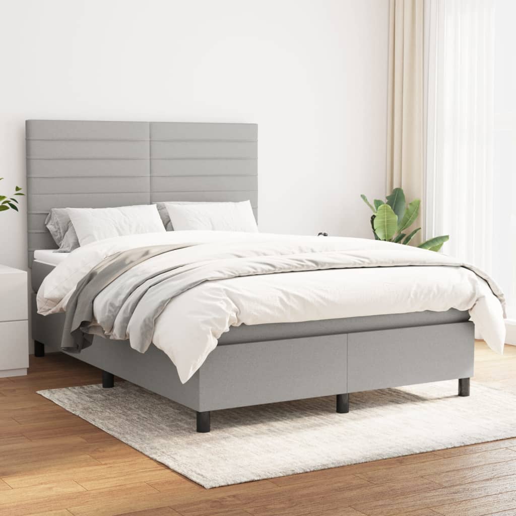 Giroletto a Molle con Materasso Grigio Chiaro 140x190cm Tessuto | homemem39