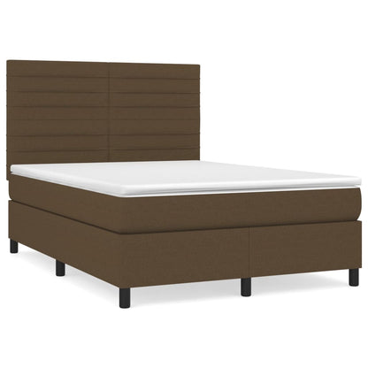 Giroletto a Molle con Materasso Marrone Scuro 140x200cm Tessuto | homemem39
