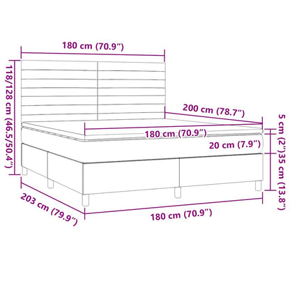 Giroletto a Molle con Materasso Marrone Scuro 180x200cm Tessuto