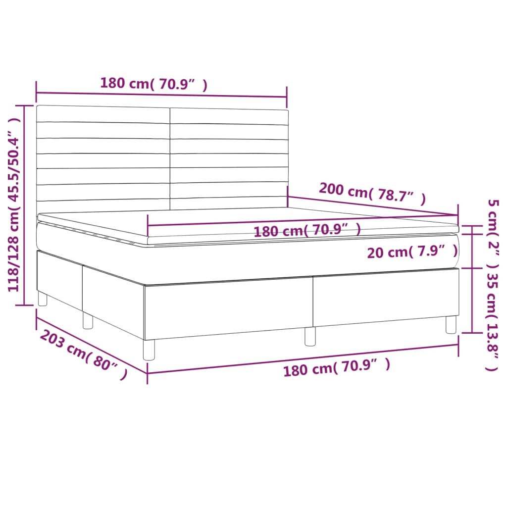 Giroletto a Molle con Materasso Tortora 180x200 cm in Tessuto