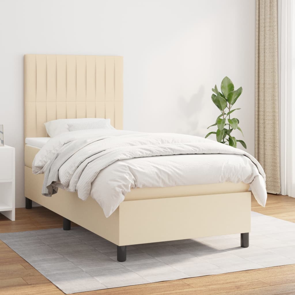 Giroletto a Molle con Materasso Crema 100x200 cm in Tessuto