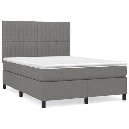 Giroletto a Molle con Materasso Grigio Scuro 140x200cm Tessuto
