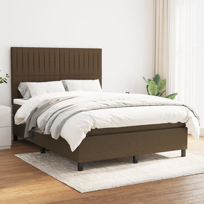 Giroletto a Molle con Materasso Marrone Scuro 140x200cm Tessuto | homemem39