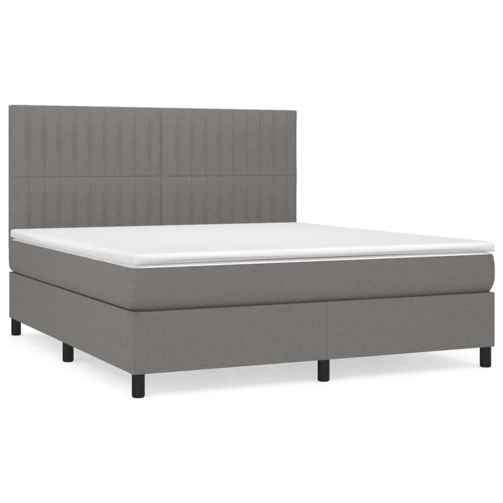 Giroletto a Molle con Materasso Grigio Scuro 160x200 cm Tessuto